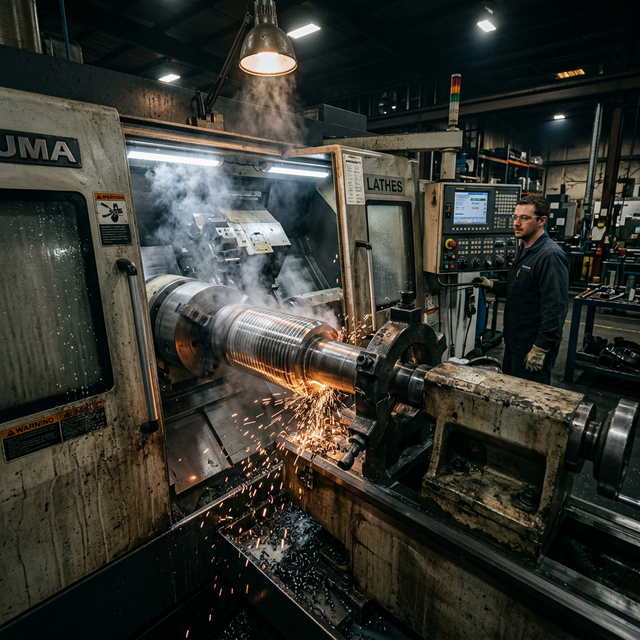 CNC lathe threading downhole components